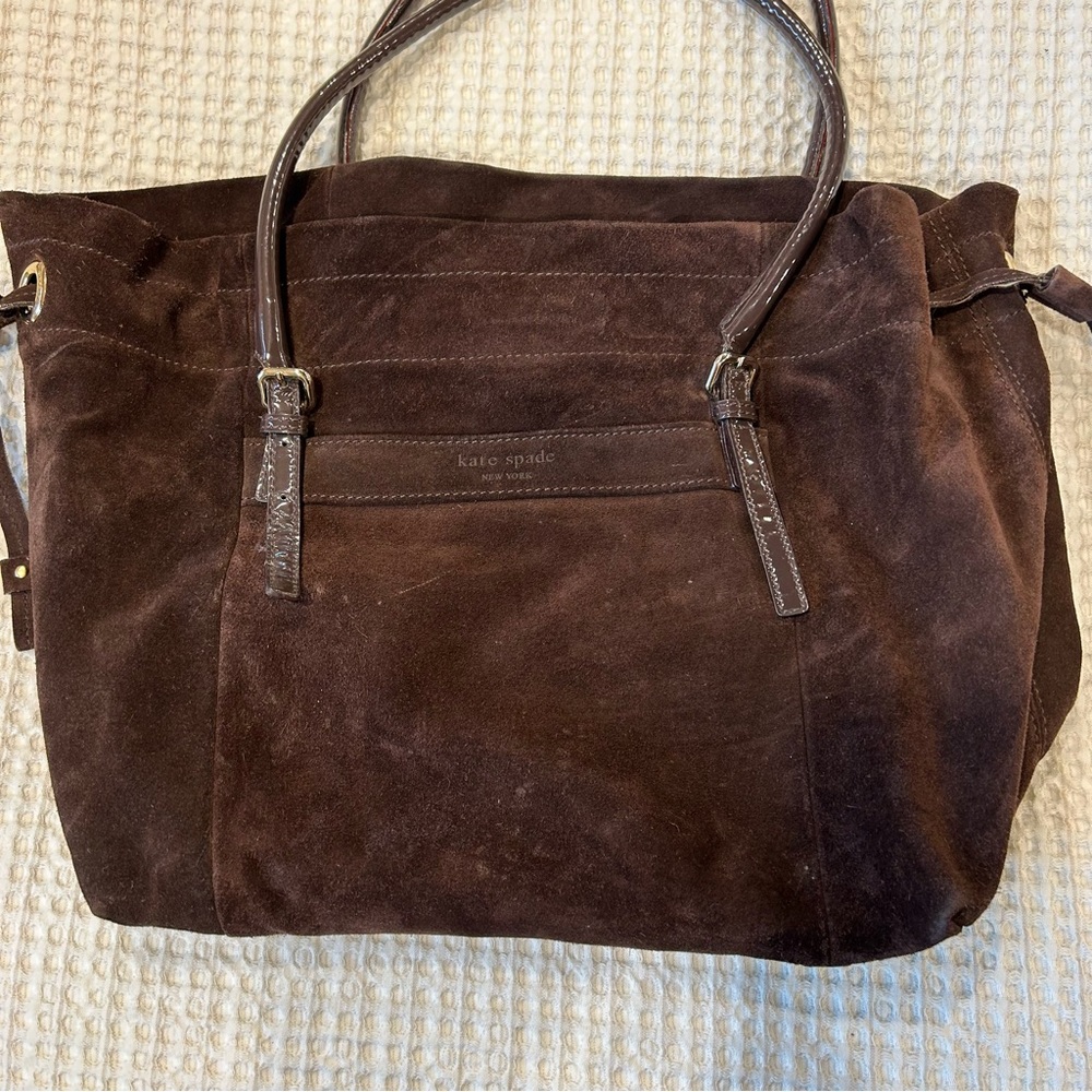 VTG Kate Spade Genuine Suede Chocolate Brown Handbag - Picture 2 of 7